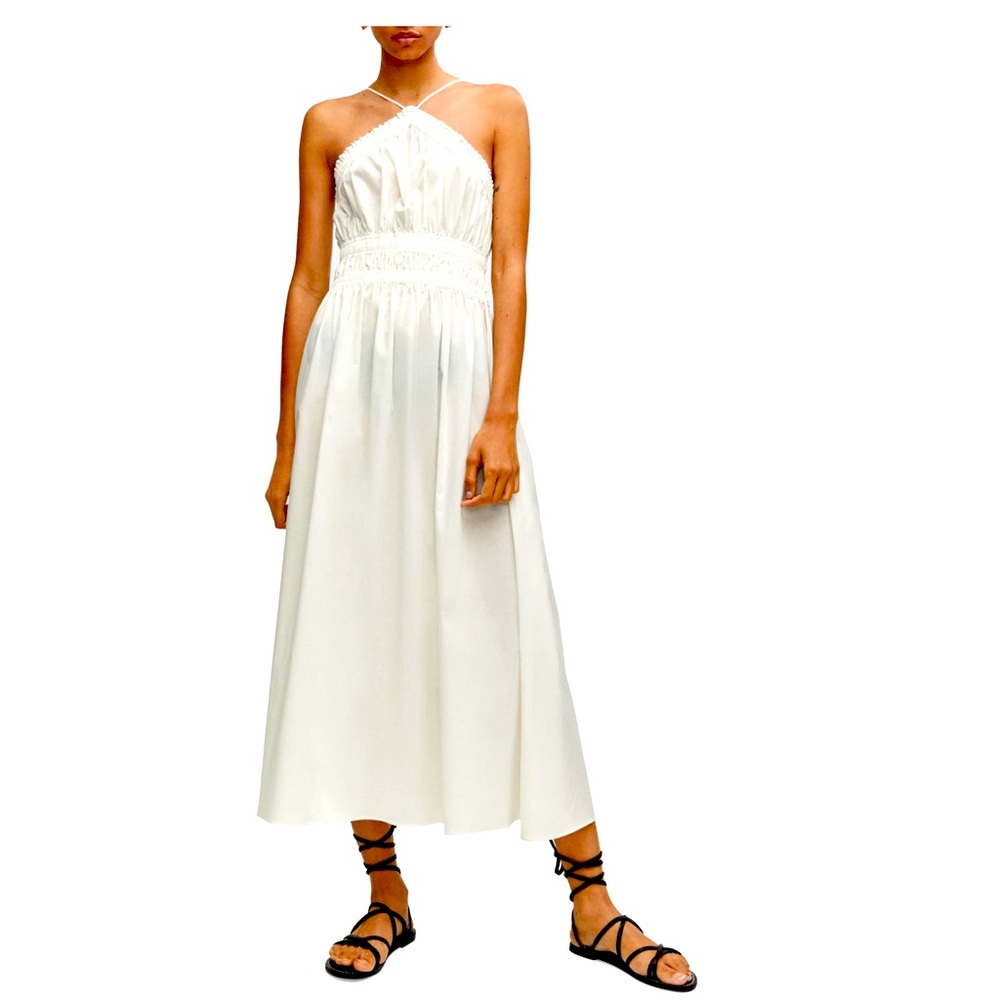 NWT SIZE 2 MANGO Ruffle Halter Dress in Summer White❣️